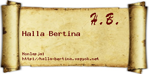 Halla Bertina névjegykártya